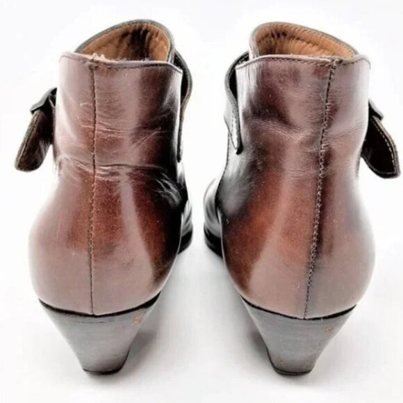 Russell & Bromley Burnished Brown Italian Leather Ankle Strap Boots - Size 6.5 - Picture 4 of 6